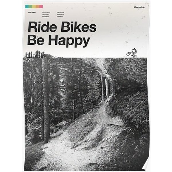 Ride Bikes Be Happy Premium Matte Vertical Poster-image
