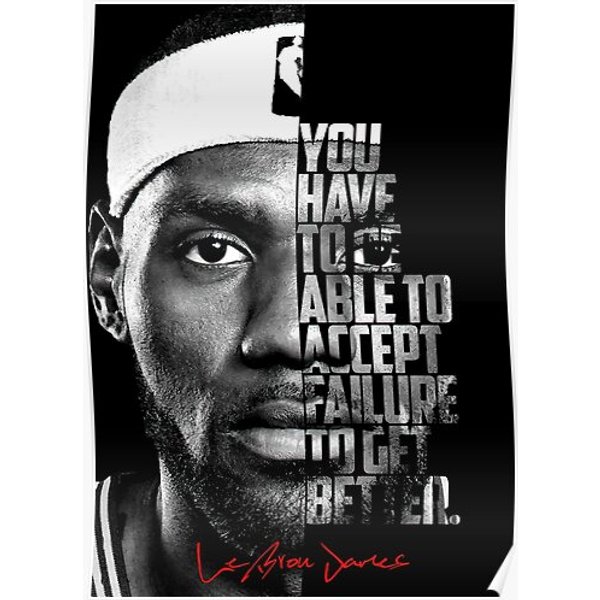 Copy Of Black And White Lebron James Quote. Premium Matte Vertical Poster-image