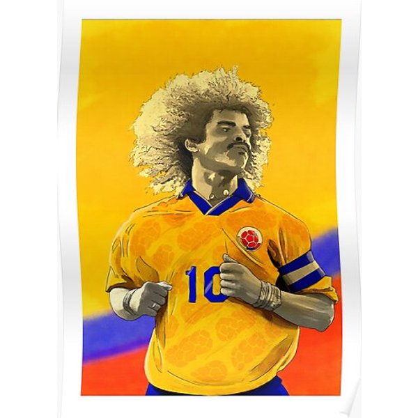 Carlos Valderrama - Colombia Football Artwork Premium Matte Vertical Poster-image