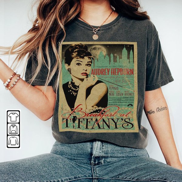 Audrey Hepburn Movie Shirt, Audrey Hepburn Music Rock Concert Vintage-image