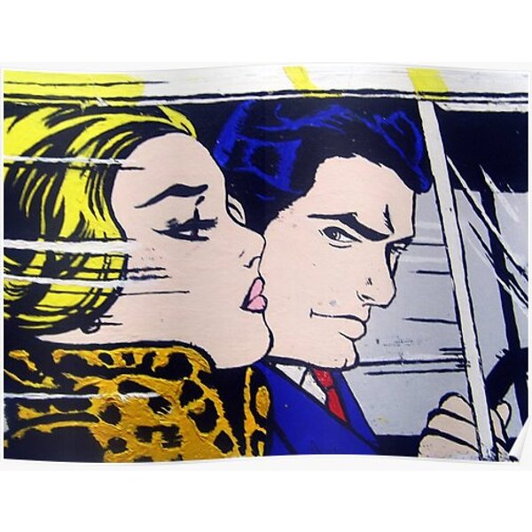 Lichtenstein Poster Wall Art In The Car Pop Art Print Modern Wall Decor Premium Matte Vertical Poster-image
