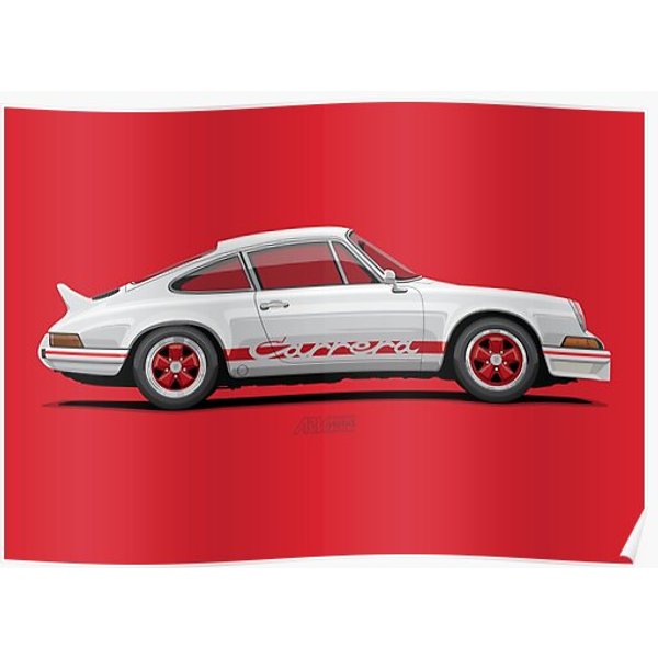 911 Carrera Rs (901) White & Red Premium Matte Vertical Poster-image