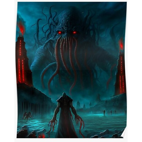 Cthulhu At The Temple Premium Matte Vertical Poster-image
