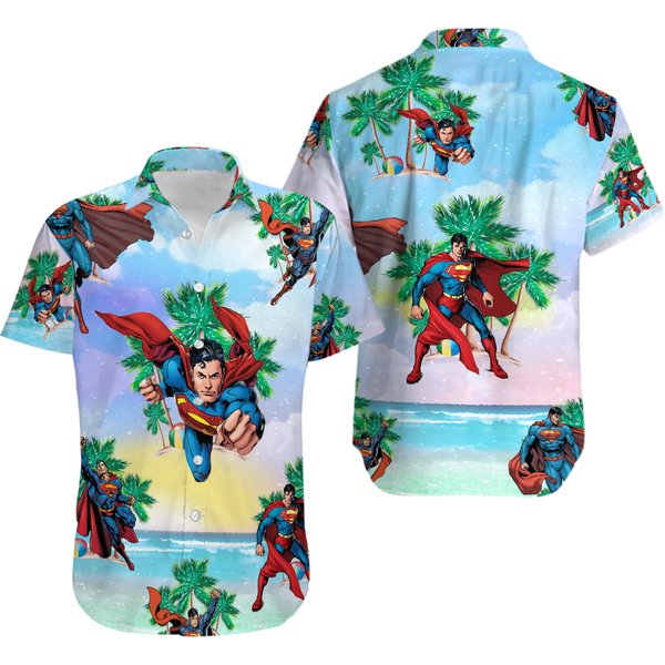 Superman Hawaiian Shirt, Beach Shirt, Super Hero Family Shirt, Superman Hawaiian-image