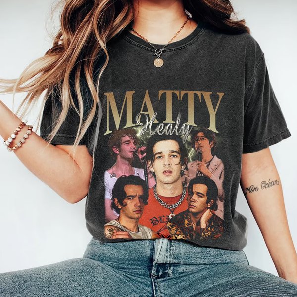 Vintage Matty Healy Vintage T-Shirt, Pop Rock Band Graphic-image