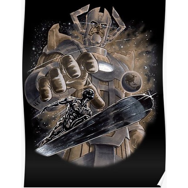 Silver Surfer & Galactus Premium Matte Vertical Poster-image
