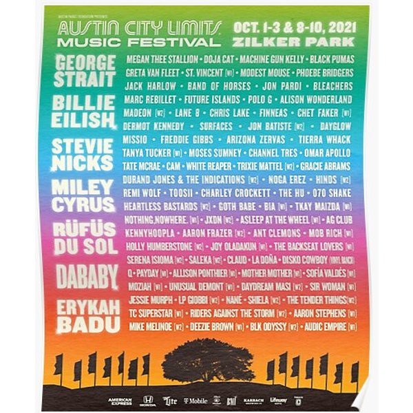 Threas Austin Acl Lineup 2021 Premium Matte Vertical Poster-image