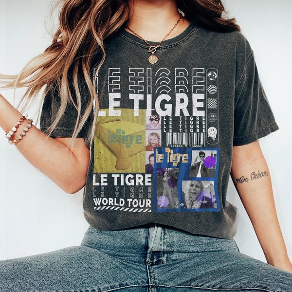 Le Tigre Music Shirt, Vintage Le Tigre World Tour 2023 Album V1 90S Graphic Tee-image