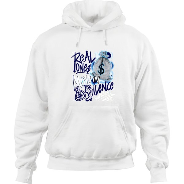 Real Ones Move In Silence Graphic To Match Jordan 6 Unc - University Blue Hoodies