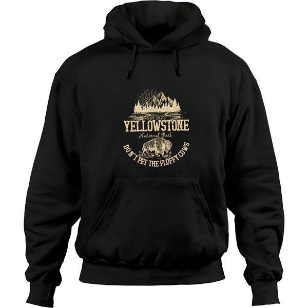 Don't Pet The Fluffy Cows Hoodies, Yell.ow.sto.ne National Park Nps Camping Bison Hoodies