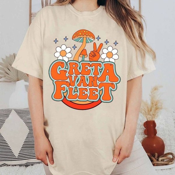 Limited Greta Van Fleet Shirt, Dream In Gold Tour 2023 T Shirt-image