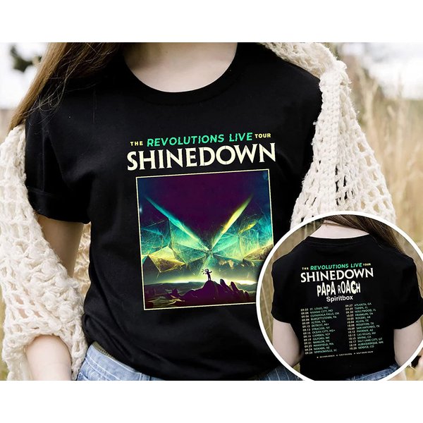 Shine Down Band 2023 Tour Shirt, The Revolutions Live Tour Shine Down T-Shirt-image