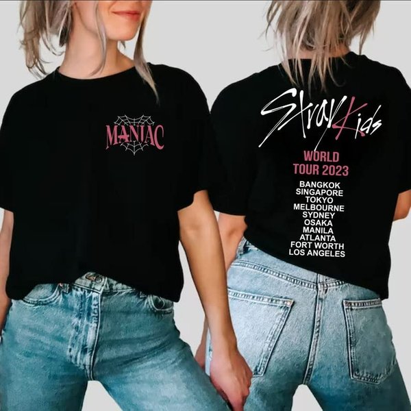 Stray Kids World Tour 2023 T-Shirt, Maniac Kpop Concert Fan Made-image