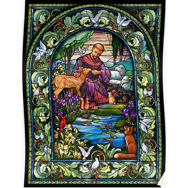 St. Francis Stained Glass Premium Matte Vertical Poster-image