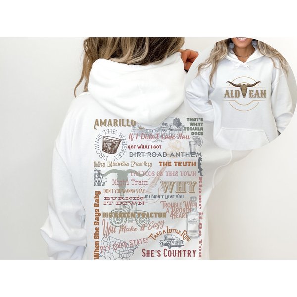 Jason Aldean Tracklist Concert Hoodie| Vintage Jason Aldean Song Lyrics-image