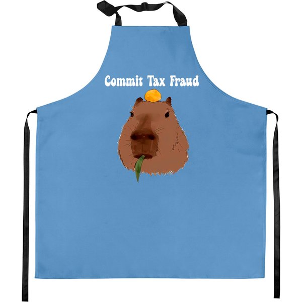 Funny Capybara Kitchen Apron - Commit Tax Fraud Meme-image