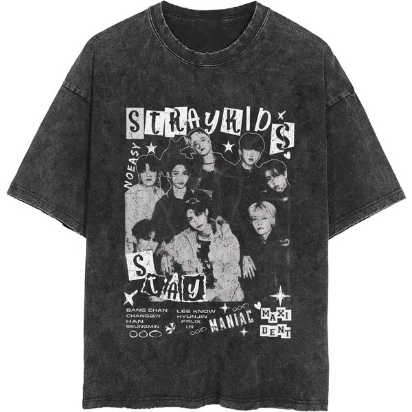 Vintage Stray Kids Tour T-Shirt, Maniac Tour 2023 Stray Kids Shirt-image