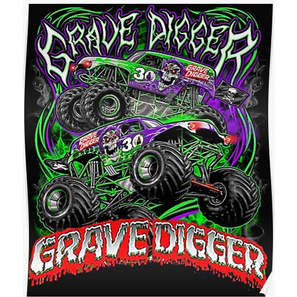Monster Jam Grave Digger Monster Truck Art Fans Premium Matte Vertical Poster-image