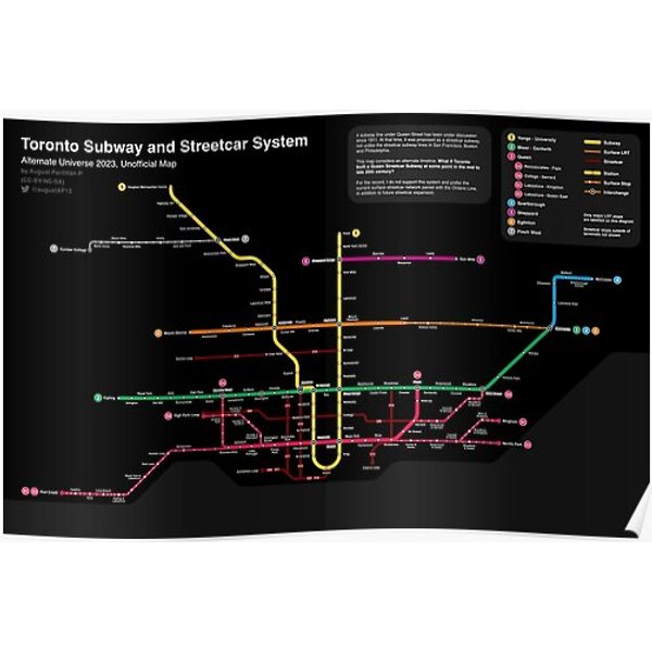Toronto Subway Map With Queen Subway Premium Matte Vertical Poster-image