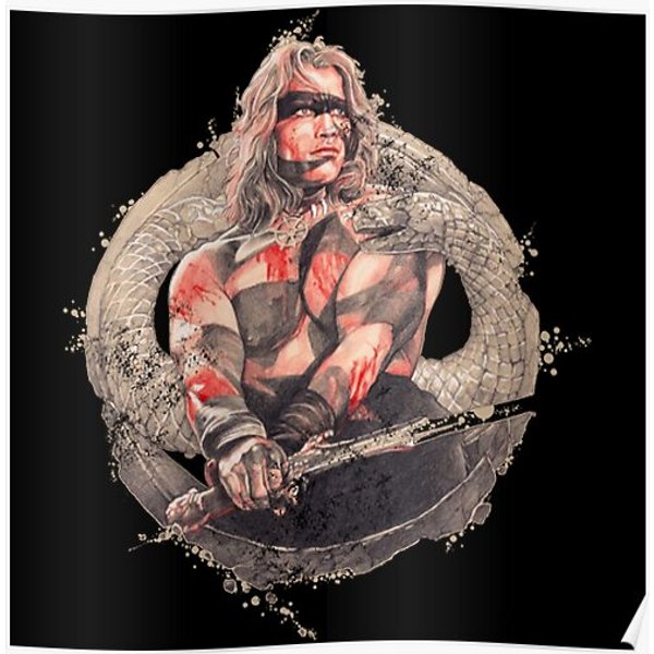 Conan The Barbarian Ilustration Vintage T-Shirt Premium Matte Vertical Poster-image