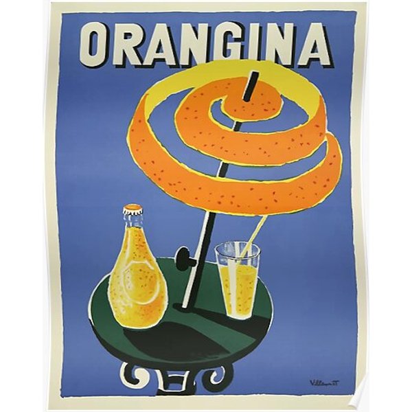 Vintage Orangina Poster 1970 Bernard Villemot Premium Matte Vertical Poster-image