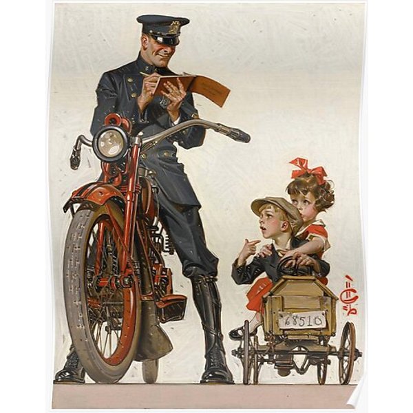 Traffic Stop (1922) - J. C. Leyendecker Premium Matte Vertical Poster-image