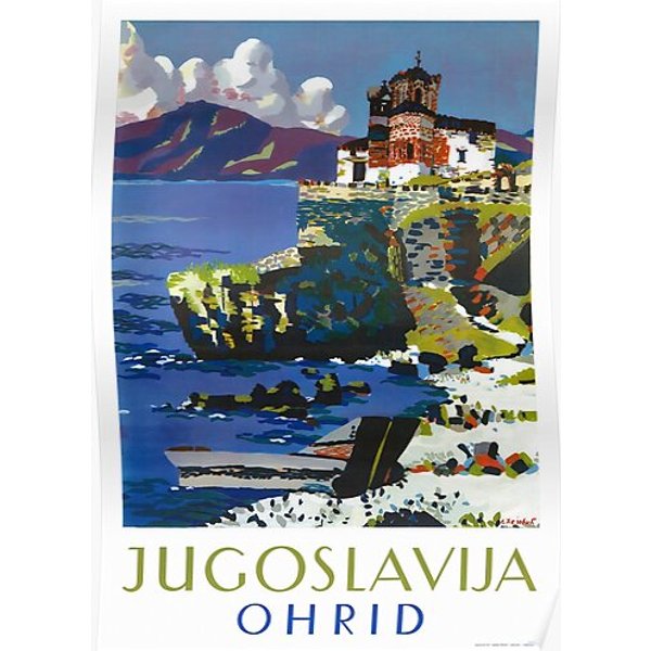 Ohrid Yugoslavia Vintage Travel Poster Restored Premium Matte Vertical Poster-image