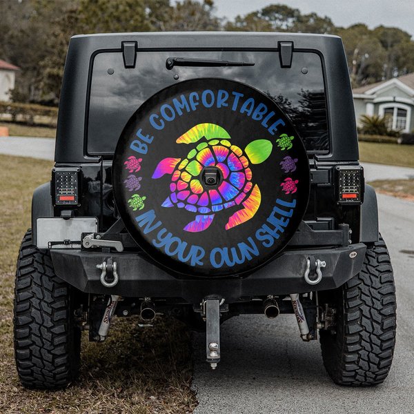 Tie Dye Turtle - Be Comfortable In Your Own Shell Spare Tire Cover-image