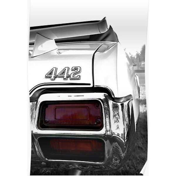 1971 Oldsmobile 442 Detail - High Contrast Premium Matte Vertical Poster-image