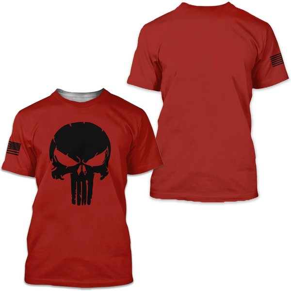 Military Punisher Patriotic Skull Dropped 3D T-Shirt-image