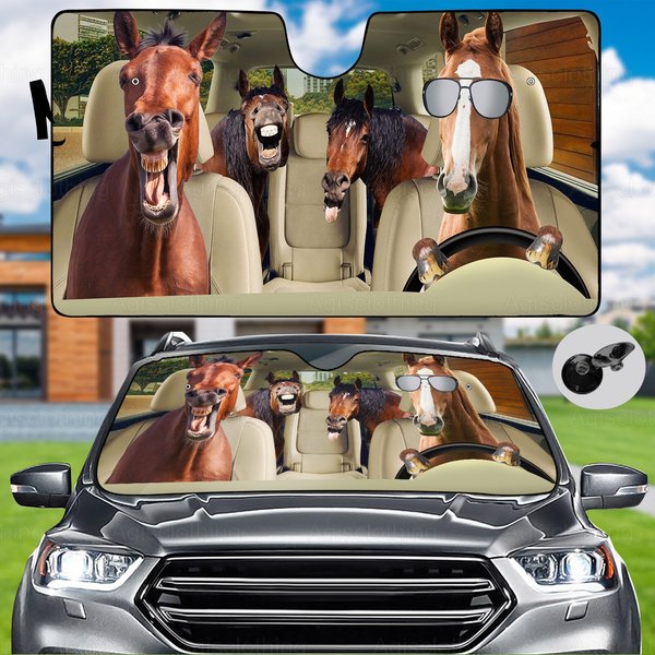Horse Funny Car Sunshade-image