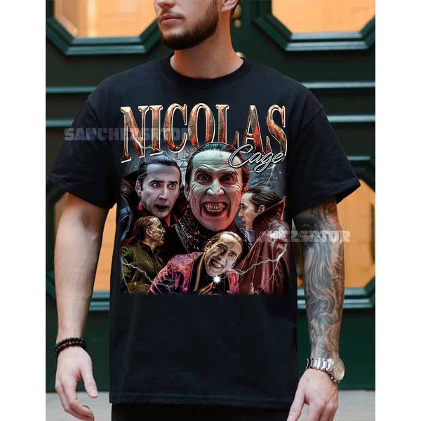 Limited Nicolas Cage Vintage 90S Grapic Nicolas Cage Unisex Bootleg Sweatshirt-image