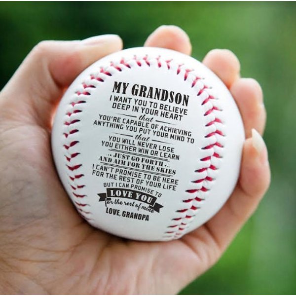 From Grandpa To Grandson Baseball Gift With Love Message From Grandfather To Grandson For Birthday-image