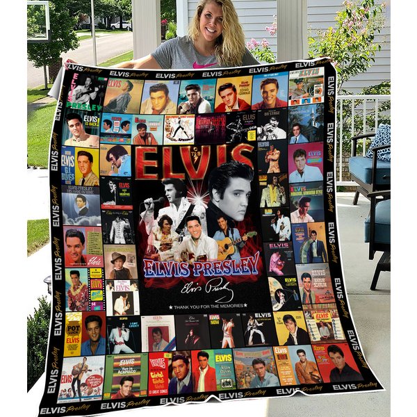 Elvis Presley Fleece Blanket, Elvis Presley King Of Rock And Roll Quilt Blanket-image