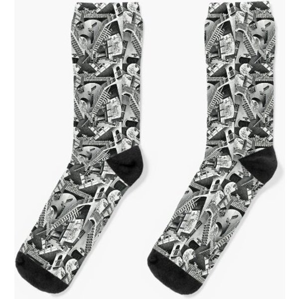 Mc Escher Relativity High Quality Image Socks-image