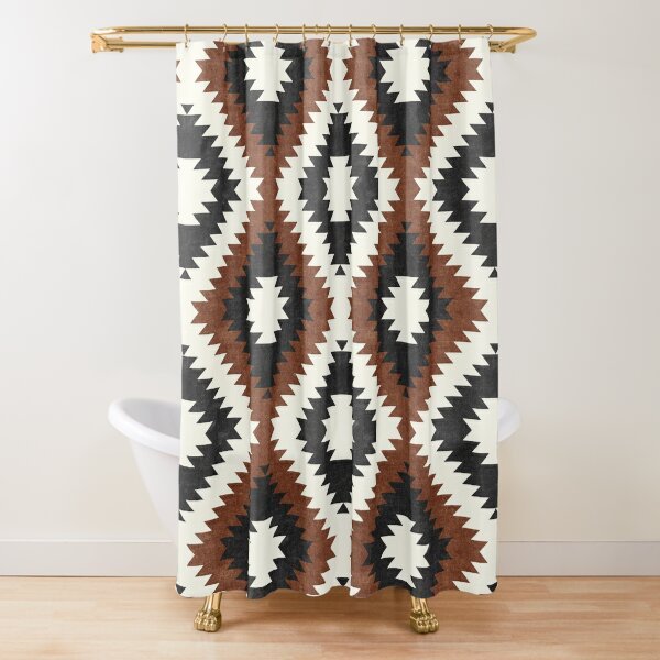 Aztec Neutrals - Inkwell & Brandywine Shower Curtain-image