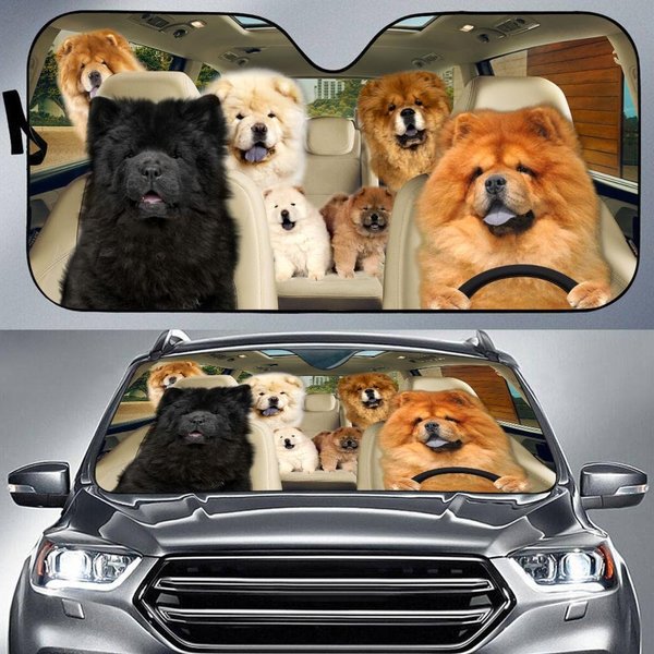 Chow Chow Car Sunshade - Pet Sun Shade Decoration-image