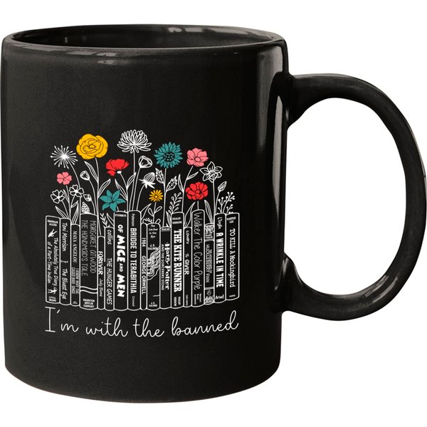 Book Mugs, I'm With The Banned Reading Books, Book Gift Mugs-image