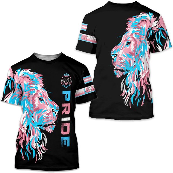 Personalized Lgbt Lion Pride Transgender Black 3d Unisex Shirt