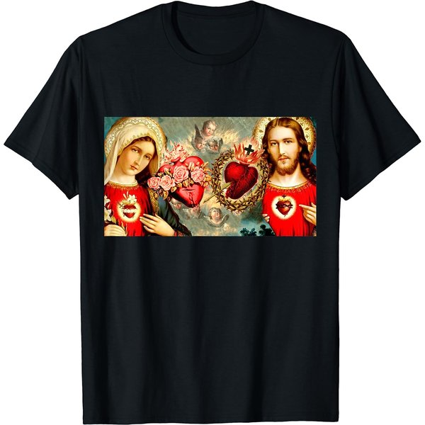Immaculate Heart Of Mary And Sacred Heart Of Jesus T-Shirt-image