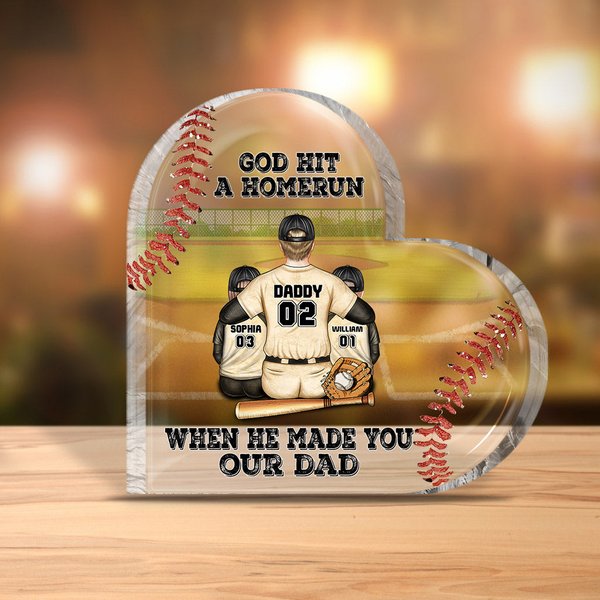 God Hit A Homerun - Personalized Father's Day Baseball Custom Shaped Acrylic Plaque-image
