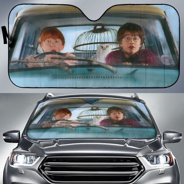 Harry Potter Funny Driving Car Auto Sun Shade Auto Accessories, Movie Car Sunshade-image