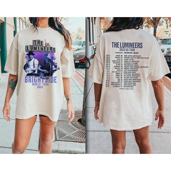 Vintage The Lumineers Brightside World Tour Music Band Shirt-image