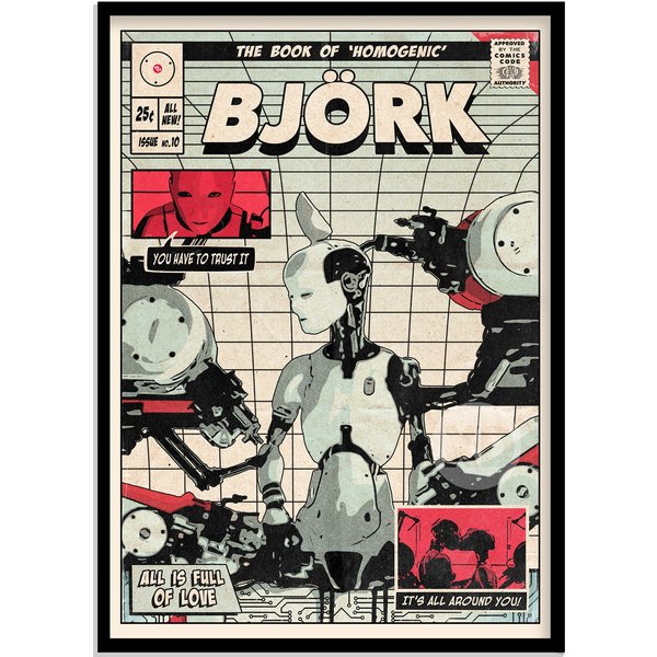 Bjork - All Is Full Of Love Vintage Comic Cover Poster-image