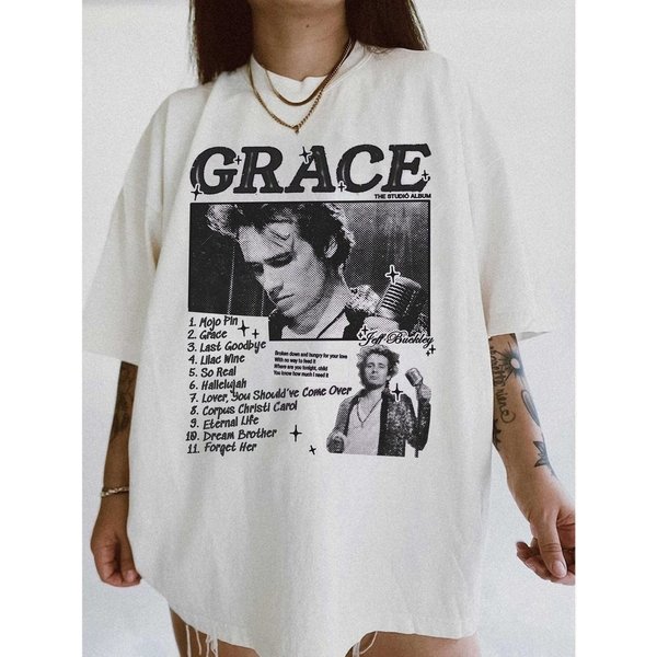 Vintage 90S Jeff Buckley Grace Album Shirt, Grace Album Tracklist Jeff Buckley Concert-image