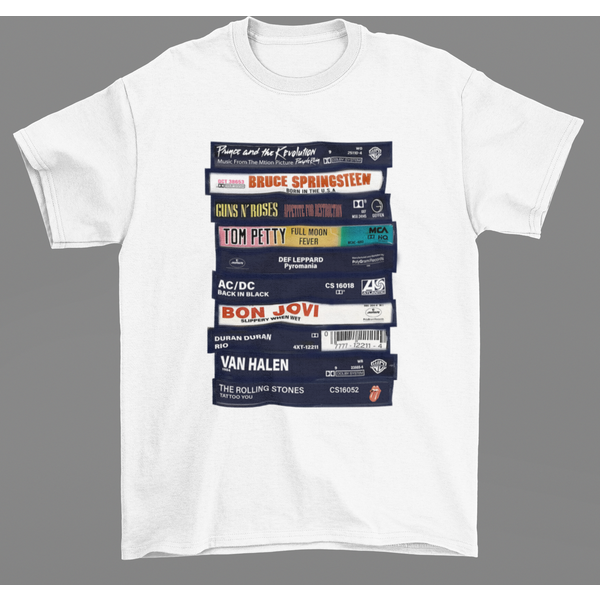 Rock Cassettes Tape Printed T-Shirt, Rock Bands Shirt-image