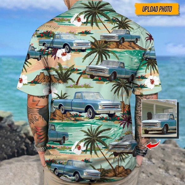 Upload Photo Pickup Truck Hawaiian Shirt-image