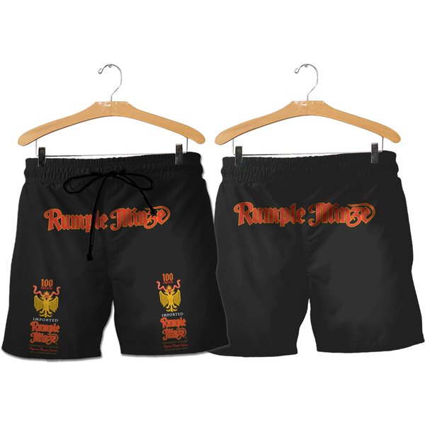 Rumple Minze Horizontal Text Shorts, Beer Basic Men Hawaiian Shorts-image