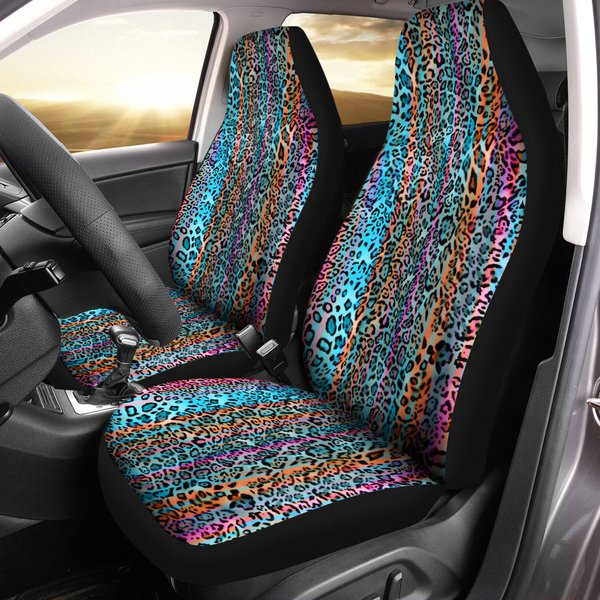 Colorful Leopard Cheetah Animal Print Car Seat Covers-image