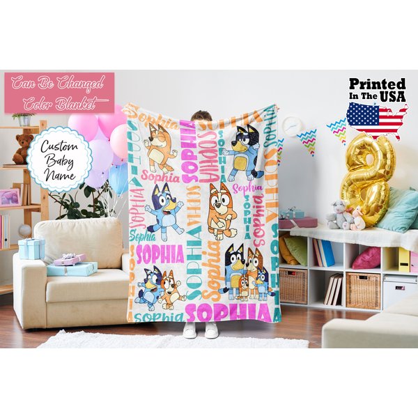 Cartoon Characters Custom Name Blanket, Personalized Blanket, Personalized Gifts, Cartoon Character Blanket-image
